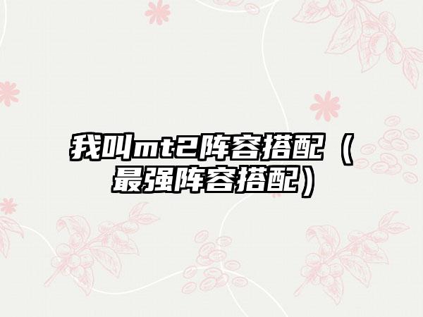 我叫mt2阵容搭配（最强阵容搭配）