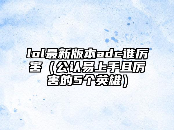 lol最新版本adc谁厉害（公认易上手且厉害的5个英雄）