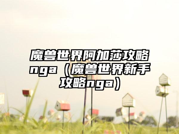 魔兽世界阿加莎攻略nga（魔兽世界新手攻略nga）