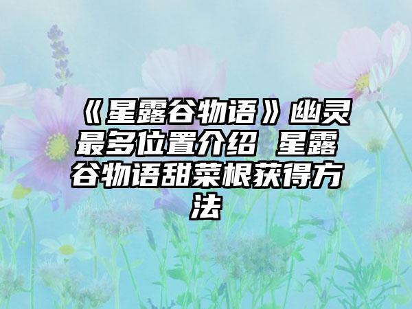 《星露谷物语》幽灵最多位置介绍 星露谷物语甜菜根获得方法