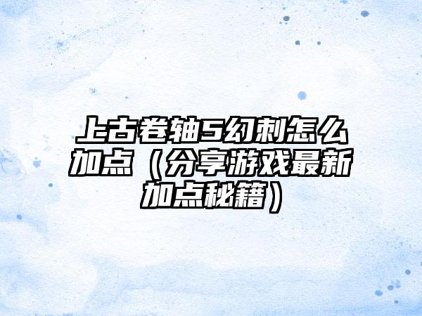 上古卷轴5幻刺怎么加点（分享游戏最新加点秘籍）