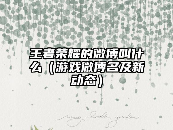 王者荣耀的微博叫什么（游戏微博名及新动态）