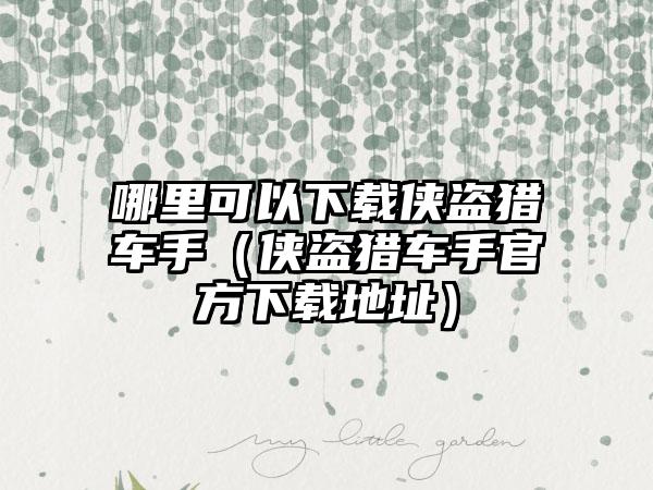 哪里可以侠盗猎车手（侠盗猎车手官方地址）