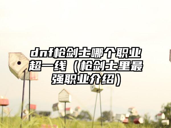 dnf枪剑士哪个职业超一线（枪剑士里最强职业介绍）