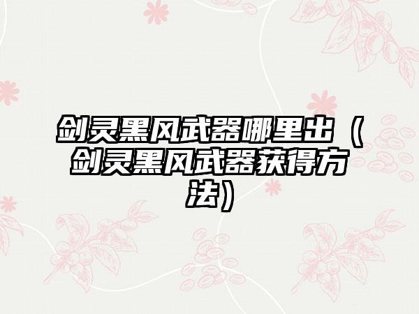 剑灵黑风武器哪里出（剑灵黑风武器获得方法）