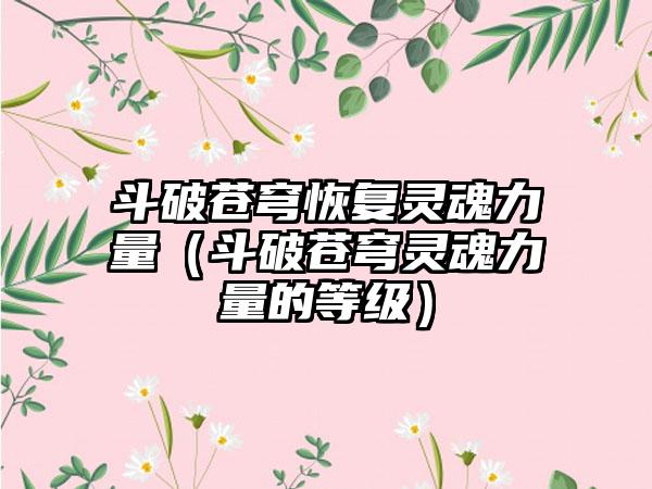 斗破苍穹恢复灵魂力量（斗破苍穹灵魂力量的等级）