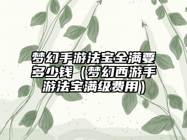 梦幻手游法宝全满要多少钱（梦幻西游手游法宝满级费用）
