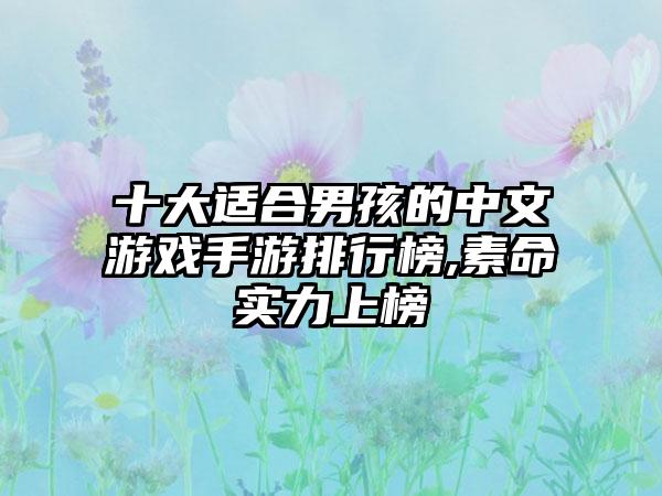 十大适合男孩的中文游戏手游排行榜,素命实力上榜