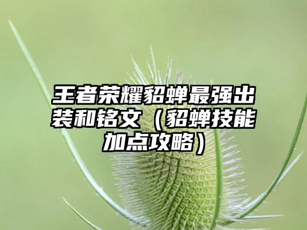 王者荣耀貂蝉最强出装和铭文（貂蝉技能加点攻略）