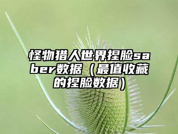 怪物猎人世界捏脸saber数据（最值收藏的捏脸数据）
