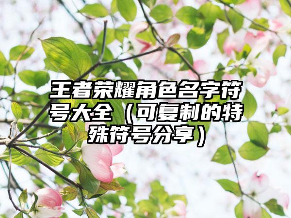 王者荣耀角色名字符号大全（可复制的特殊符号分享）