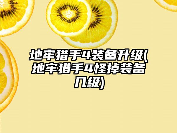 地牢猎手4装备升级(地牢猎手4怪掉装备几级)