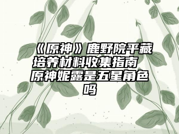 《原神》鹿野院平藏培养材料收集指南 原神妮露是五星角色吗