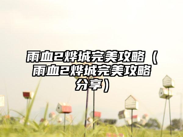 雨血2烨城完美攻略（雨血2烨城完美攻略分享）