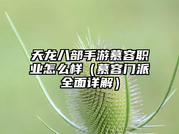 天龙八部手游慕容职业怎么样（慕容门派全面详解）