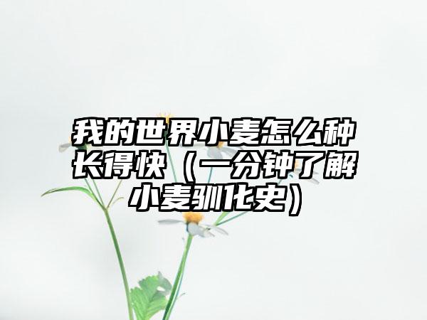 我的世界小麦怎么种长得快（一分钟了解小麦驯化史）
