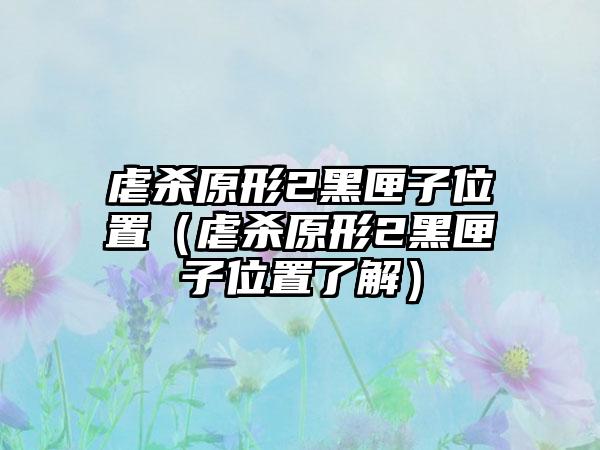虐杀原形2黑匣子位置（虐杀原形2黑匣子位置了解）