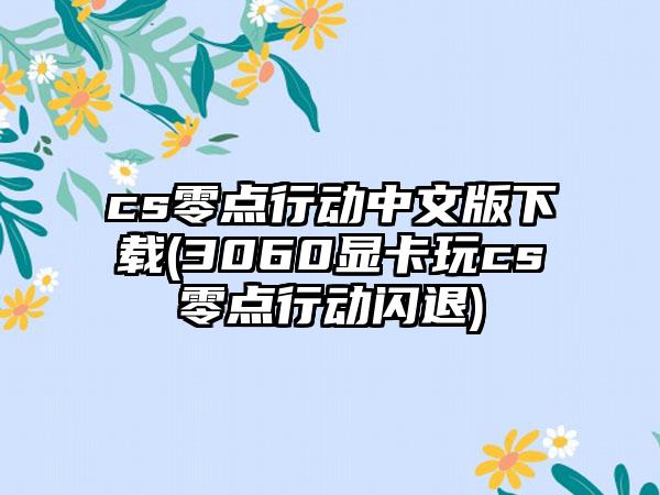 cs零点行动中文版(3060显卡玩cs零点行动闪退)