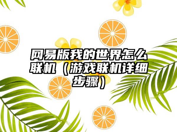 网易版我的世界怎么联机（游戏联机详细步骤）