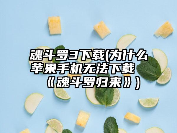 魂斗罗3(为什么苹果手机无法《魂斗罗归来》)