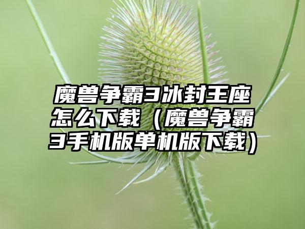 魔兽争霸3冰封王座怎么（魔兽争霸3手机版单机版）