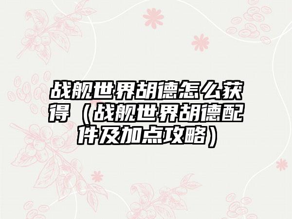 战舰世界胡德怎么获得（战舰世界胡德配件及加点攻略）