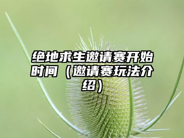 绝地求生邀请赛开始时间（邀请赛玩法介绍）