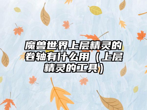 魔兽世界上层精灵的卷轴有什么用（上层精灵的工具）