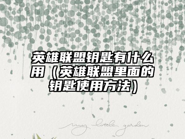 英雄联盟钥匙有什么用（英雄联盟里面的钥匙使用方法）