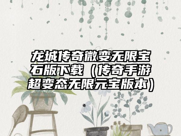 龙城传奇微变无限宝石版（传奇手游超变态无限元宝版本）