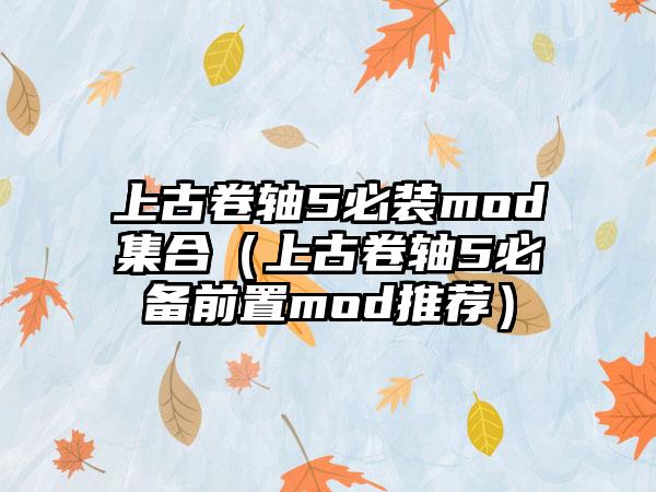 上古卷轴5必装mod集合（上古卷轴5必备前置mod推荐）