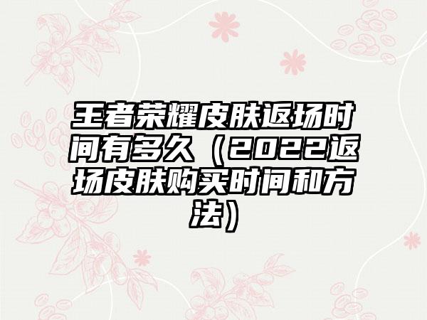 王者荣耀皮肤返场时间有多久（2022返场皮肤购买时间和方法）