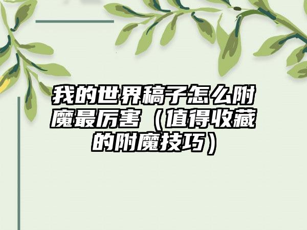 我的世界稿子怎么附魔最厉害（值得收藏的附魔技巧）