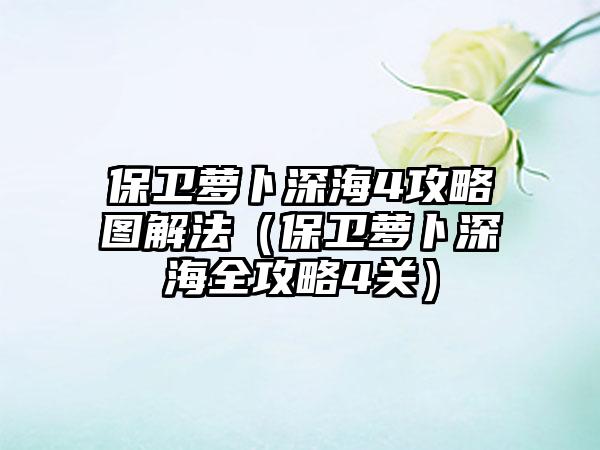 保卫萝卜深海4攻略图解法（保卫萝卜深海全攻略4关）