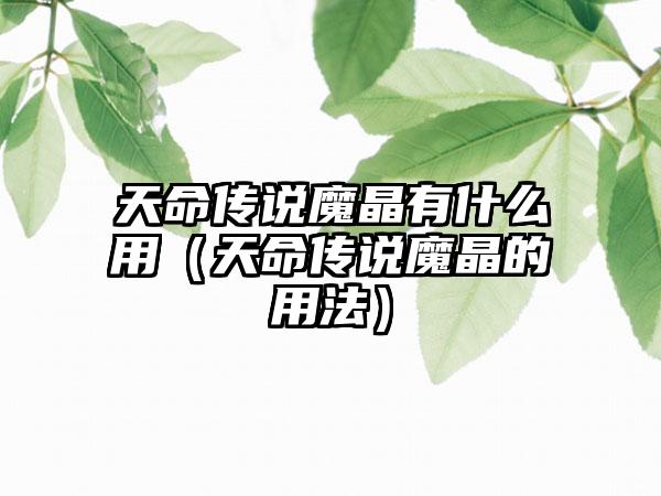 天命传说魔晶有什么用（天命传说魔晶的用法）