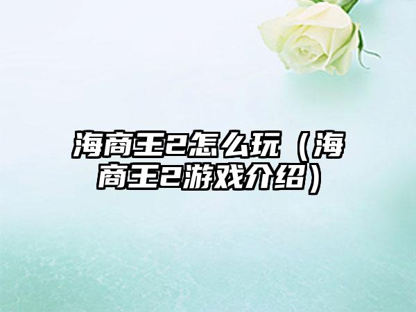 海商王2怎么玩（海商王2游戏介绍）