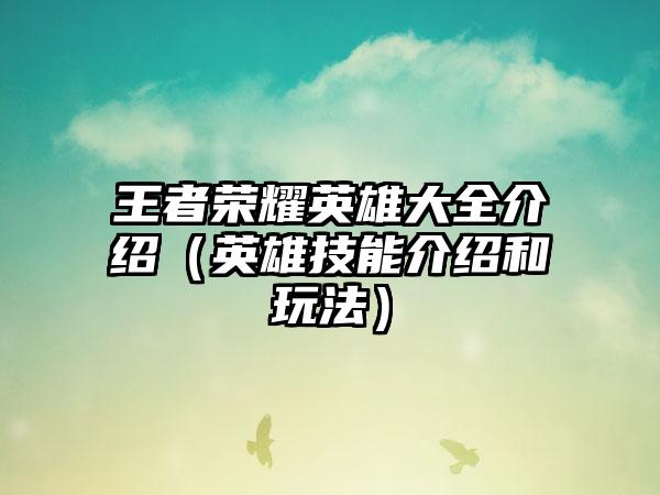 王者荣耀英雄大全介绍（英雄技能介绍和玩法）