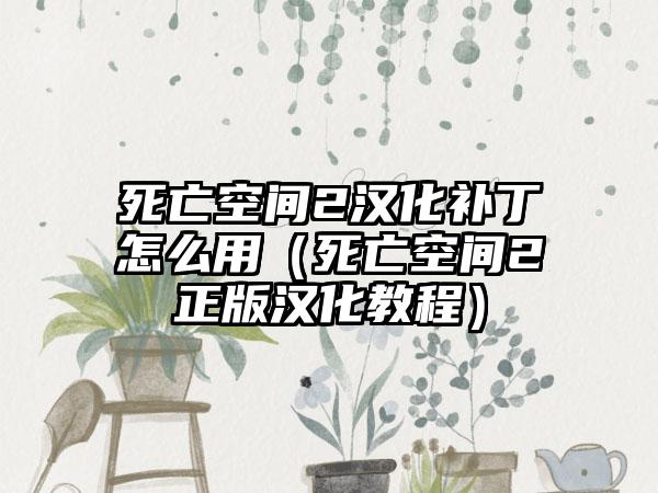 死亡空间2汉化补丁怎么用（死亡空间2正版汉化教程）