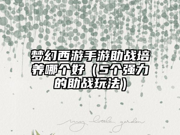 梦幻西游手游助战培养哪个好（5个强力的助战玩法）