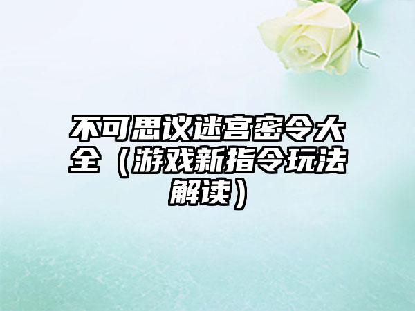 不可思议迷宫密令大全（游戏新指令玩法解读）