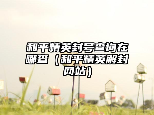 和平精英封号查询在哪查（和平精英解封网站）