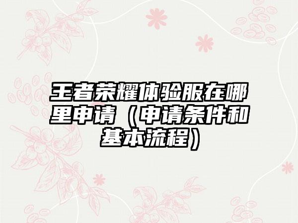 王者荣耀体验服在哪里申请（申请条件和基本流程）