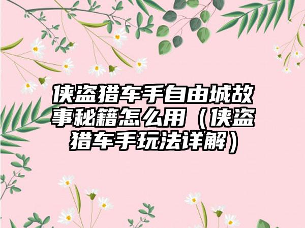 侠盗猎车手自由城故事秘籍怎么用（侠盗猎车手玩法详解）