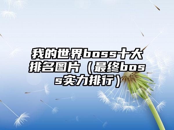 我的世界boss十大排名图片（最终boss实力排行）