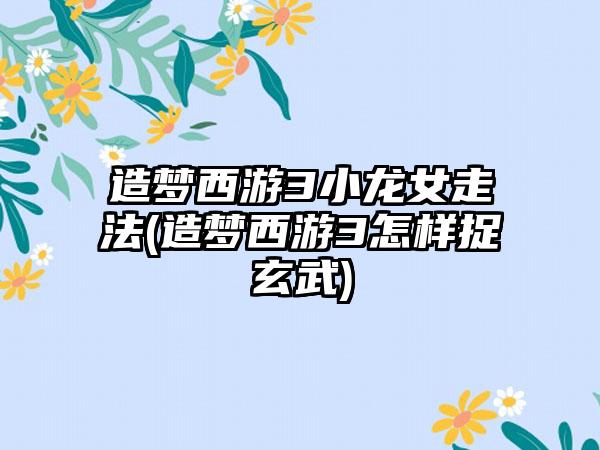 造梦西游3小龙女走法(造梦西游3怎样捉玄武)
