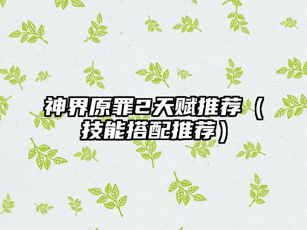 神界原罪2天赋推荐（技能搭配推荐）