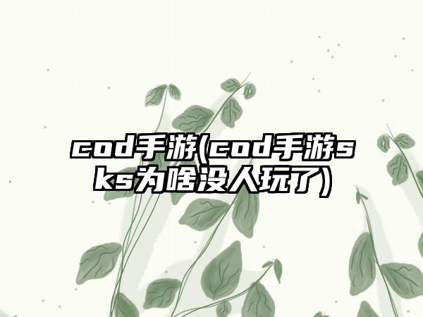 cod手游(cod手游sks为啥没人玩了)