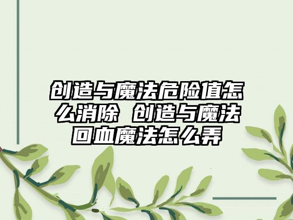 创造与魔法危险值怎么消除 创造与魔法回血魔法怎么弄