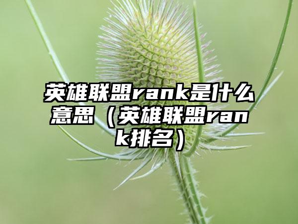 英雄联盟rank是什么意思（英雄联盟rank排名）