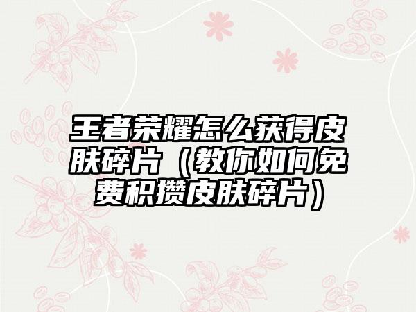 王者荣耀怎么获得皮肤碎片（教你如何免费积攒皮肤碎片）